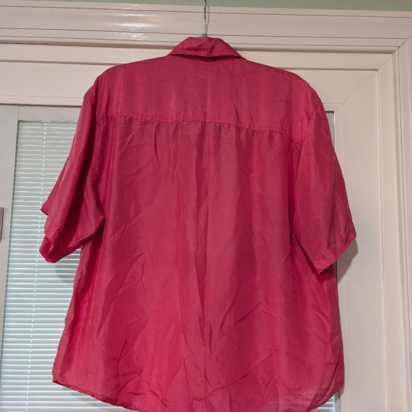 Vintage Neon Pink 100% Silk Shirt Size Large - Picture 5 of 8